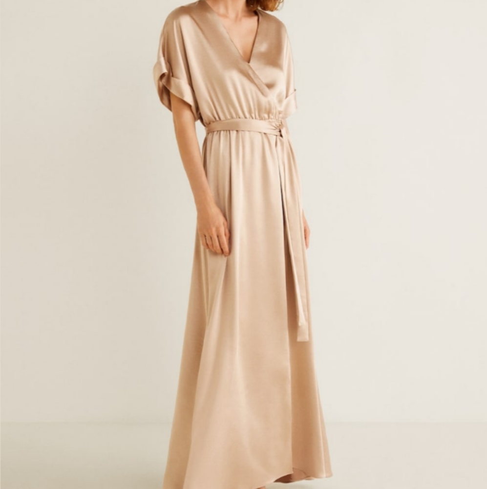 Mango Satin Tie Dress